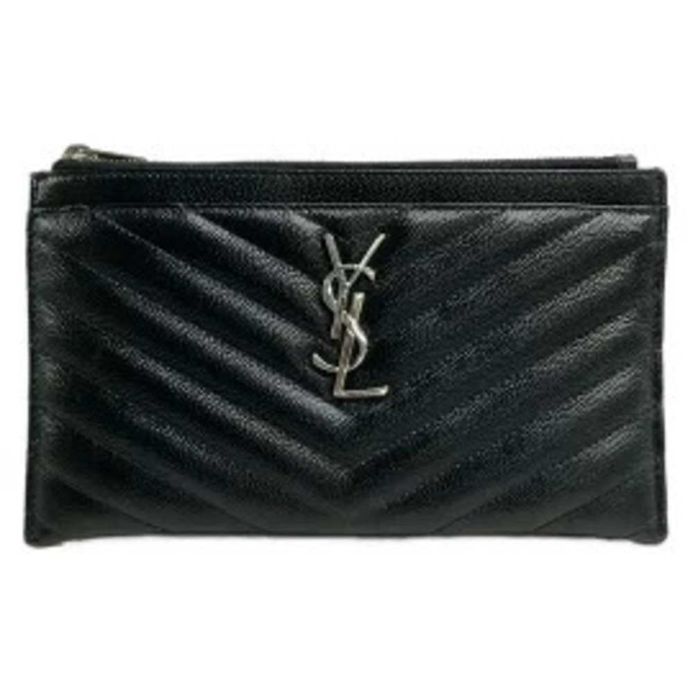 SAINT LAURENT PARIS Pouch Clutch Black Leather